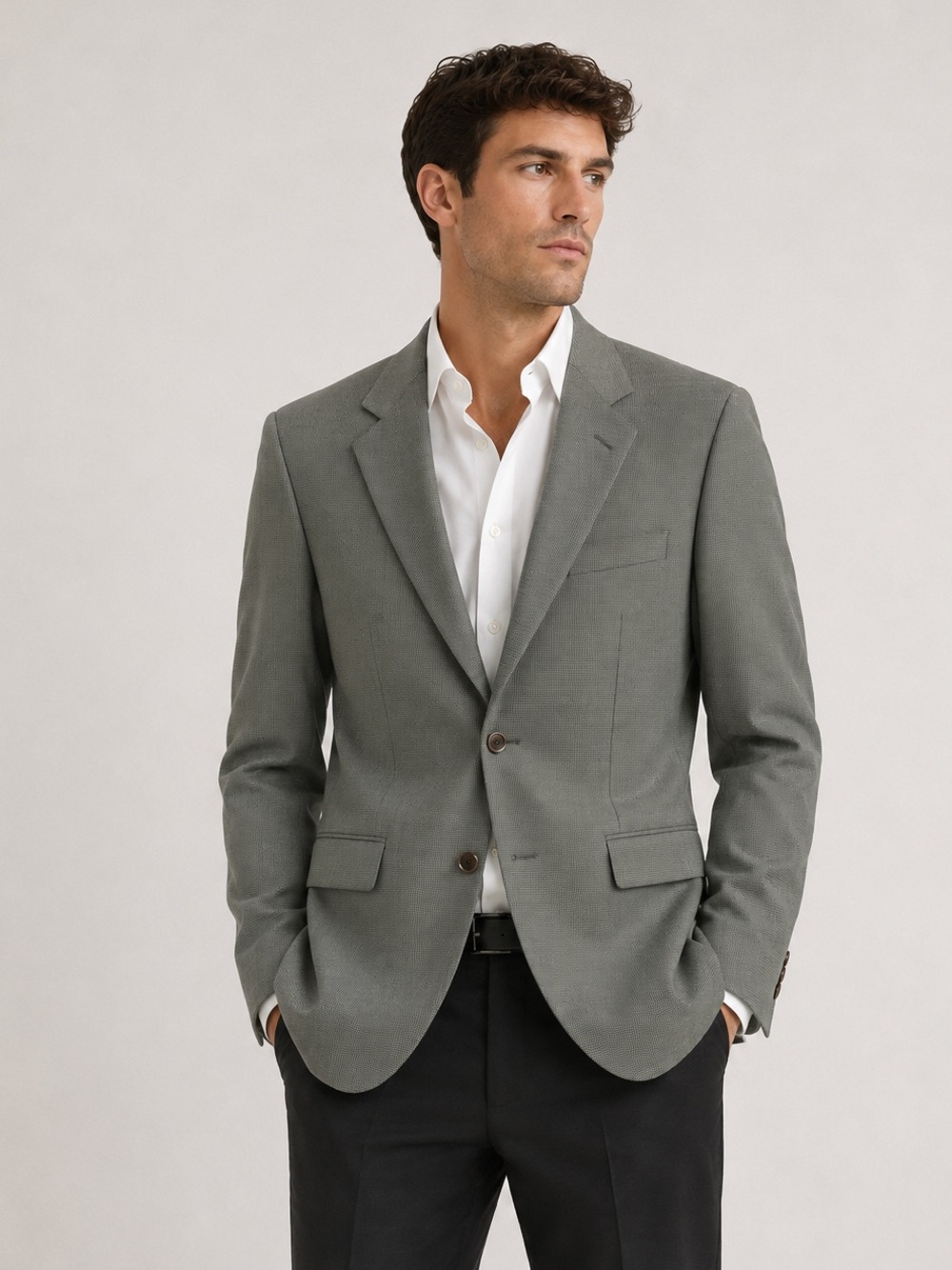 Hugo Boss 100% Virgin Wool Blazer Men’s 42R Grey Textured Sport Coat 2 Button
